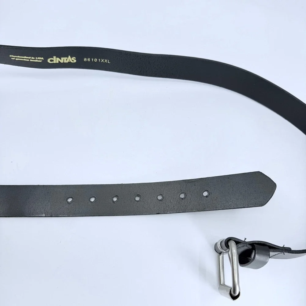 Cintas‎ Mens Black Genuine Leather Belt Silver Buckle USA Made 86101XXL XXL